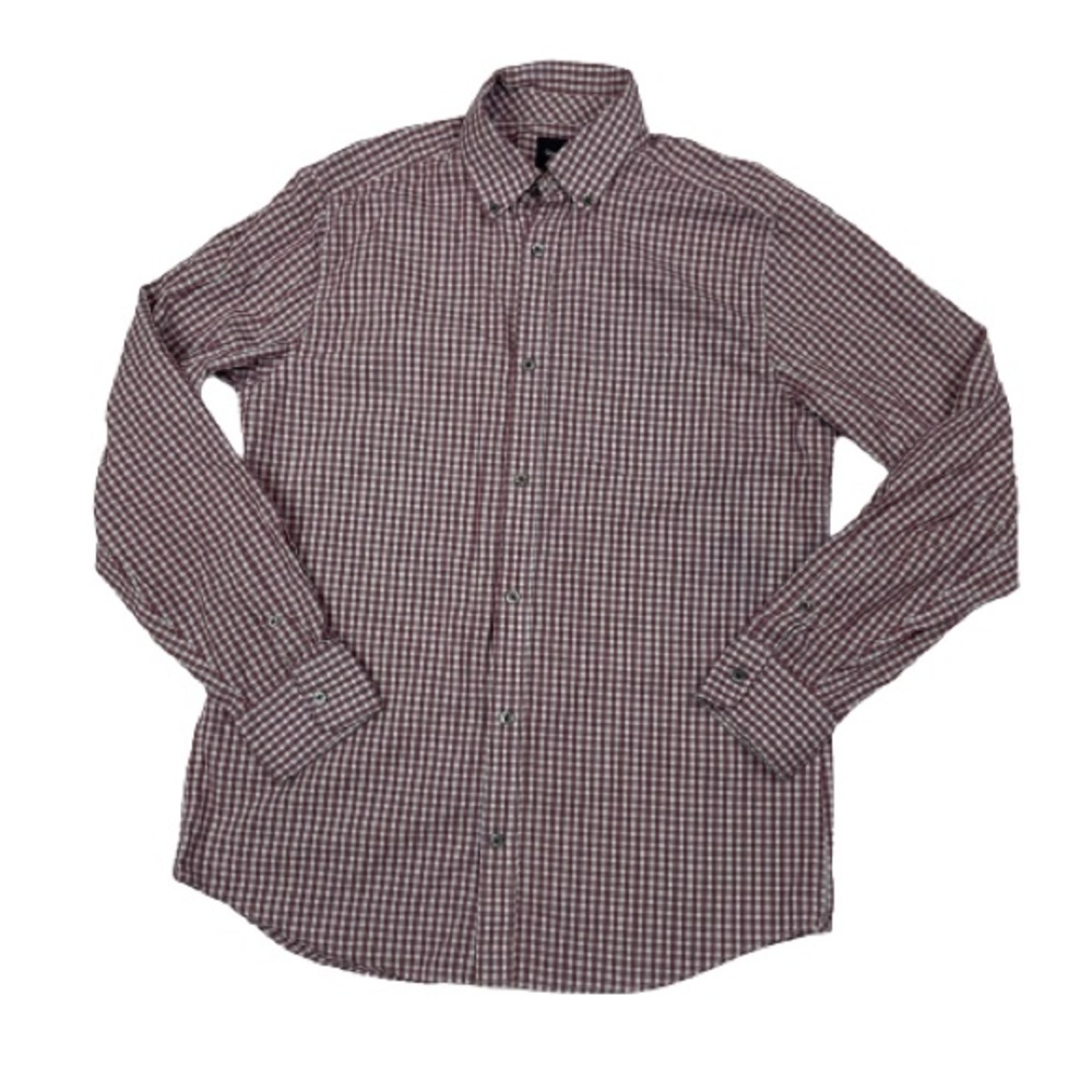 Gap Classic Fit Button Up Plaid Maroon and Gray Mens SIZE Lg